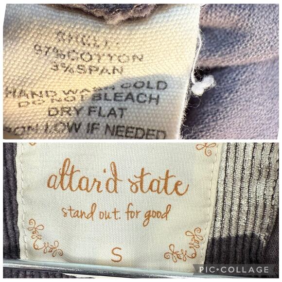 Altar'd State Star Struck Gray Corduroy Jacket Small Oversized Classic Trucker - Picture 8 of 11